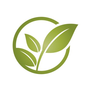 Yeşil Yaprak Ortamı Simge Vektör Logo Şablonu