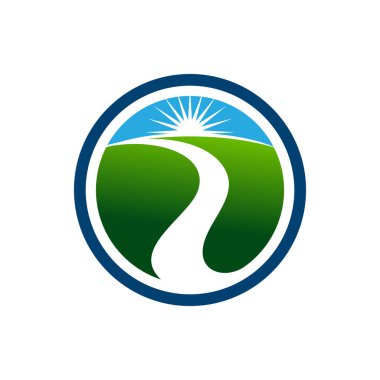 Yol veya Creek Simgesi Vektör Logo Şablonu Çizim Tasarımı