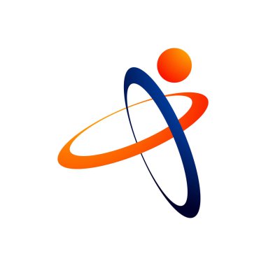 İnsan Şekil Halkaları Swoosh Vektör Logo Şablonu