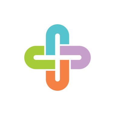 Renkli Sağlık Haçı Simge Vektör Logo Şablonu. Vektör EPS 10.