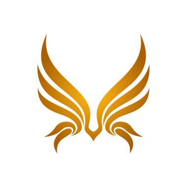 Altın Kanat Simge Vektör Logo Şablonu