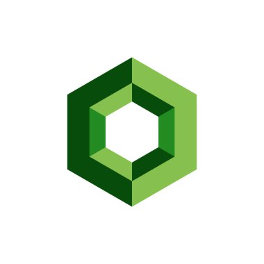 Yeşil Altıgen Şekli Simge Vektör Logo Şablonu