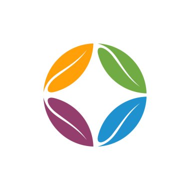 Renkli Çember Yaprak Simgesi Vektör Logo Şablonu