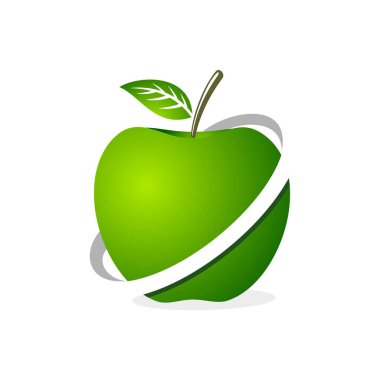Green Apple vektör logo şablonu Illustration Design
