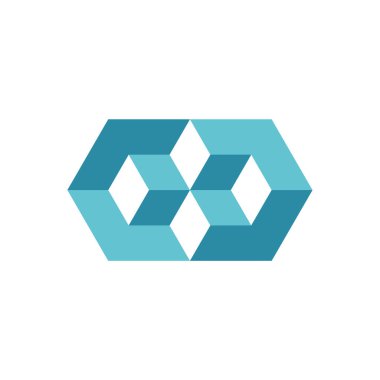 soyut çift altıgen origami logo şablonu