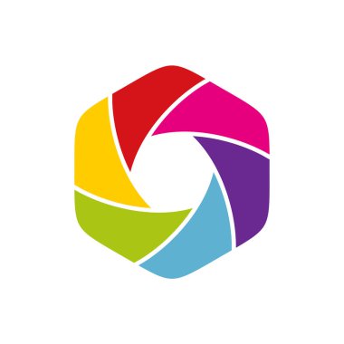 Shutter Lens Fotoğraf Hexagon Vektör Logo Şablonu Çizim Tasarımı