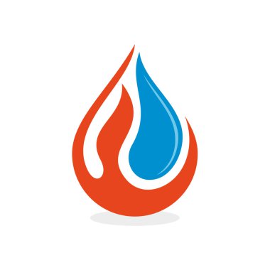 Doğa Düşürme Suyu ve Alev Simgesi Vektör Logo Şablonu