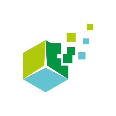 Renkli Pixelate Altıgen Logo Şablon Çizim Tasarımı