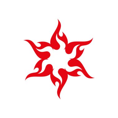 Kırmızı Ateş Çiçeği Logo Şablonu Çizim Tasarımı