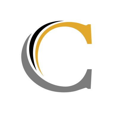 C Harfi Logo Şablon Çizim Tasarımı