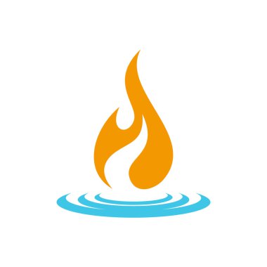 Doğa Düşürme Suyu ve Alev Simgesi Vektör Logo Şablonu