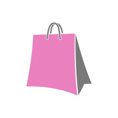 Pembe Alışveriş Torbası Simge Vektör Logo Şablonu