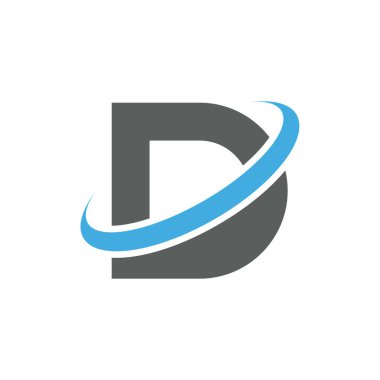 D harfi ve Swoosh Vektör Logo Şablonu Çizim Tasarımı