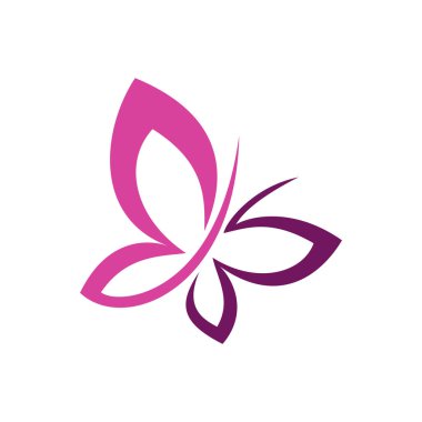Renkli Kanatlar Kelebek Vektör Logo Şablonu Çizim Tasarımı