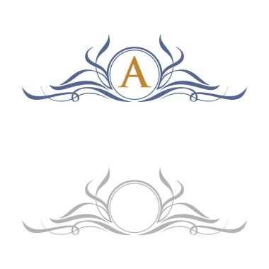 Crest Heraldry Süs Çerçeve Vektörü. Kalkan Başlangıç Dekoratif Logo Şablonu Çizim Tasarımı.