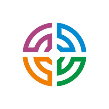 Çember Soyut Labirent Logo Şablonu