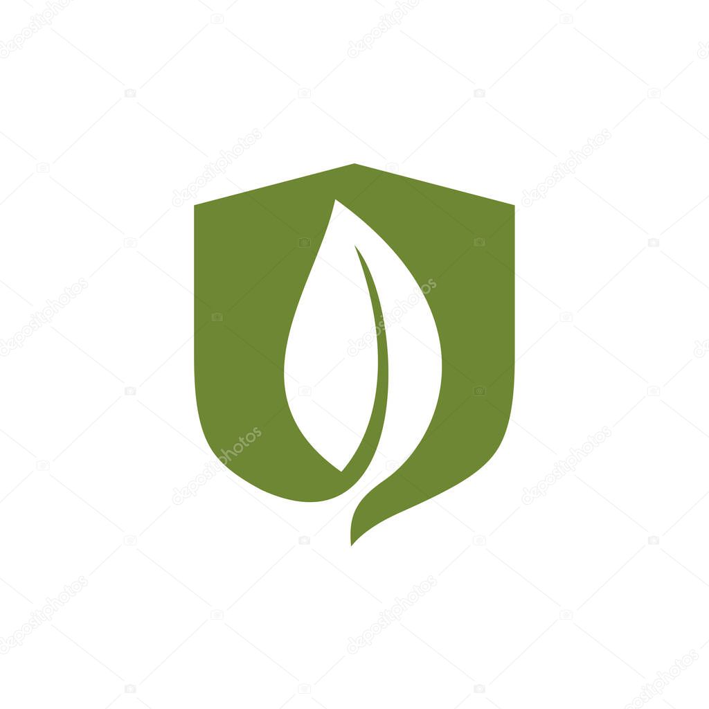 Shield Nature Leaf Logo Template