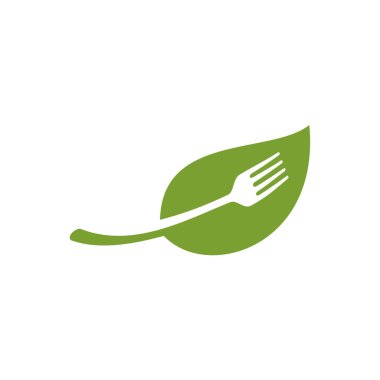 Doğa Yeşil Yaprak Çatalı Simge Vektör Logo Şablonu Çizim Tasarımı