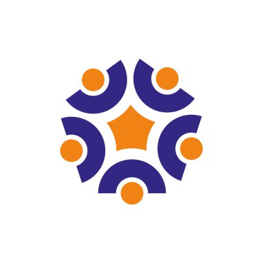 Takım çalışması Renkli Yıldız Logosu Çizim Tasarımı.