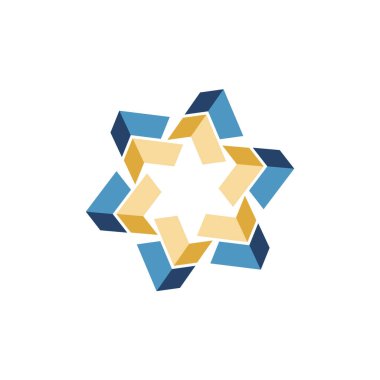 Renkli Ok Yıldızı Logo Şablon Çizim Tasarımı