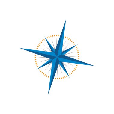 Pusula Rose Vektör Şablonu Çizim Tasarımı.