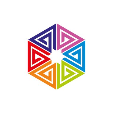 Renkli Altıgen Logo Şablon Çizim Tasarımı