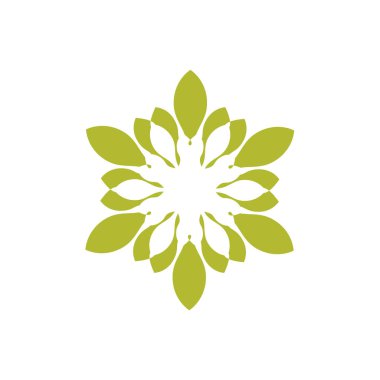 Süslü Yapraklar Çiçek Logosu Çizim Tasarımı