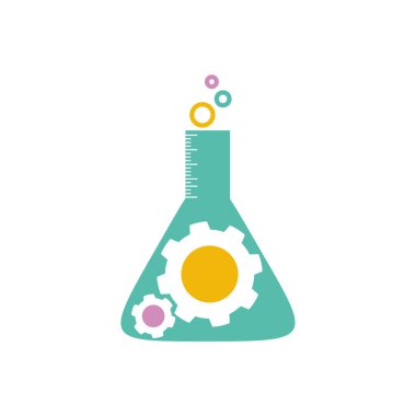 Matara Cam Laboratuvarı Vites Simgesi Vektör Logo Şablonu