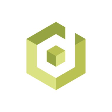 D harfi Altıgen Şekil Vektör Logo Şablonu Çizim Tasarımı