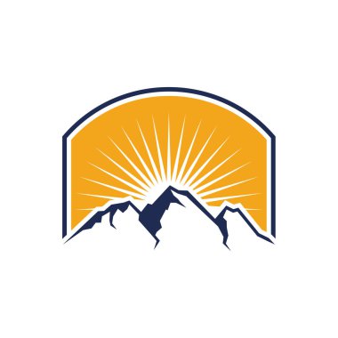 Dağ ve Güneş Patlaması Amblem Şablonu