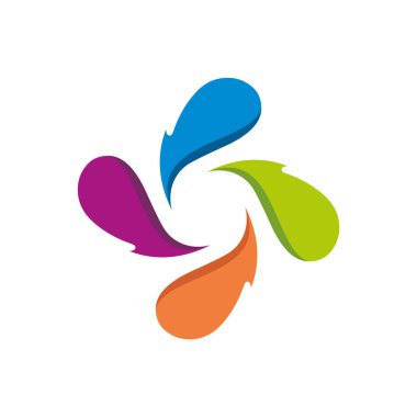 Renkli Pervane Çiçek Vektörü Logo Şablonu