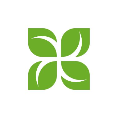 Yeşil Yaprak Çiçek Vektör Logo Şablonu