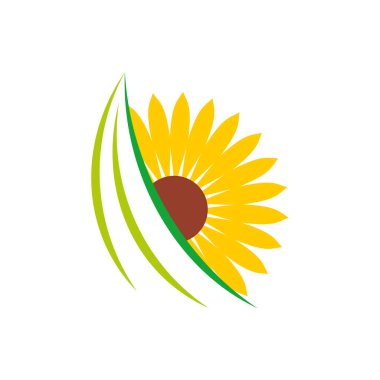 Soyut Dekoratif Ayçiçeği Vektör Logo Şablonu