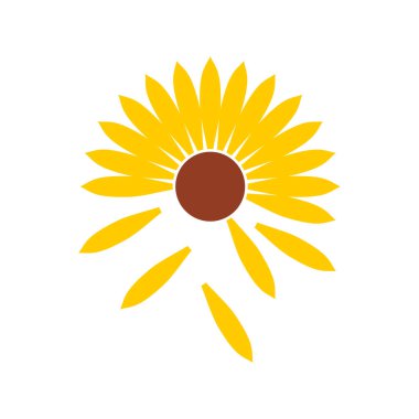 Soyut Dekoratif Ayçiçeği Vektör Logo Şablonu