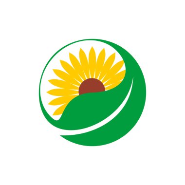 Soyut Dekoratif Ayçiçeği Vektör Logo Şablonu
