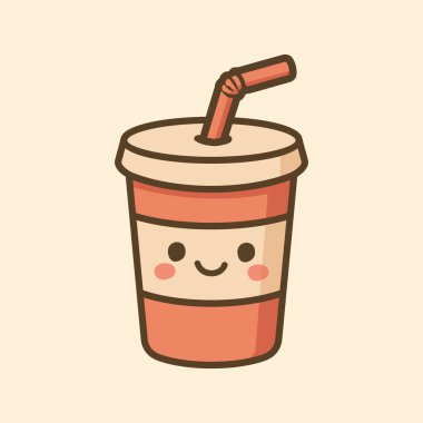 Kawaii Tasarım Stili İçecek Vektörü Şablonu