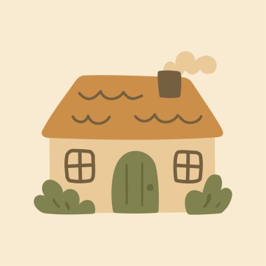 Cottagecore Tema Biçimi Köy Ev Vektörü Şablonu