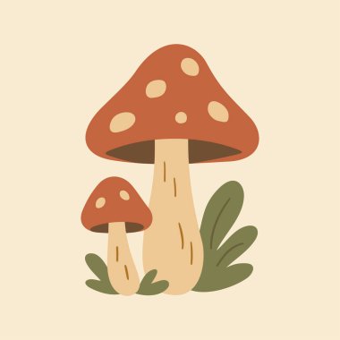 Cottagecore Tema Biçimi Mantar Vektör Şablonu