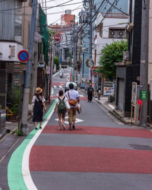 Tokyo 'daki dolambaçlı yol dikey görünümü.