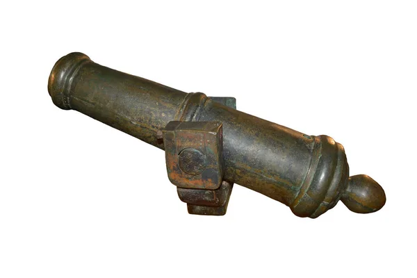 Старая Бастионная Пушка Старого Китобойного Судна Белом Фоне — стоковое фото