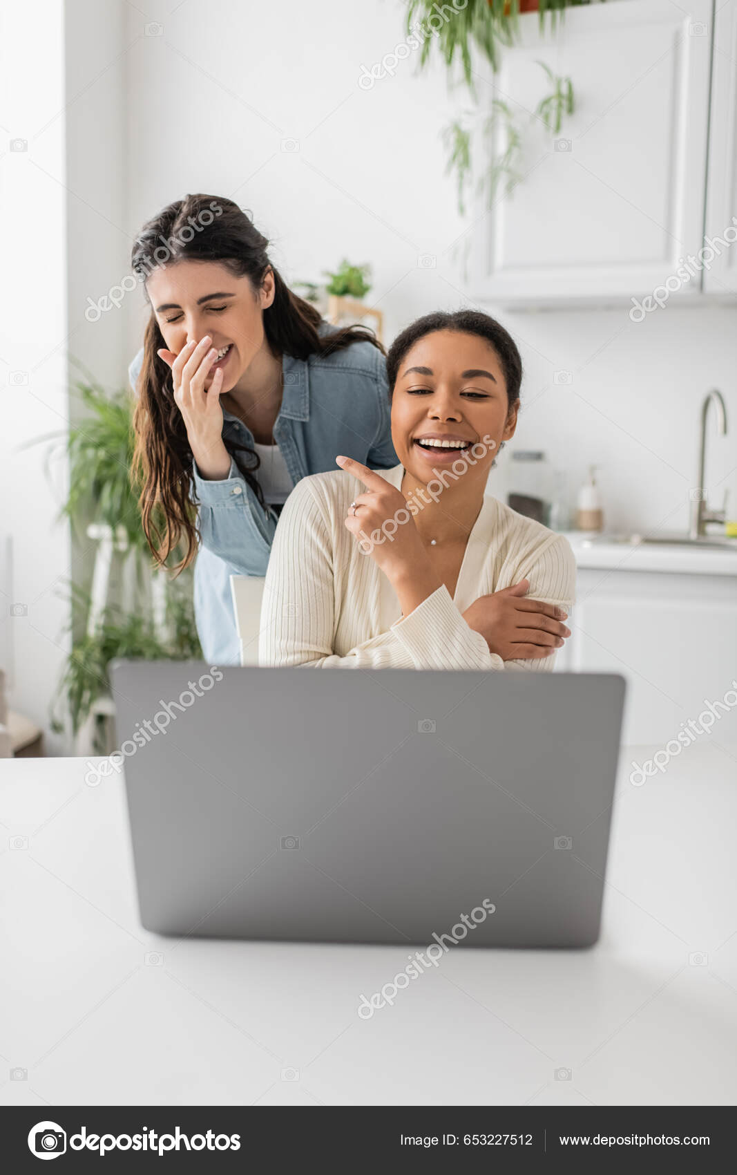 Lesbian Multiracial Woman Engagement Ring Finger Pointing Girlfriend  Laughing Video — Stock Photo © HayDmitriy #653227512