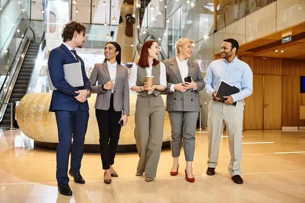 Multicultural Business People Networking Modern Lobby — Stock Photo, Image