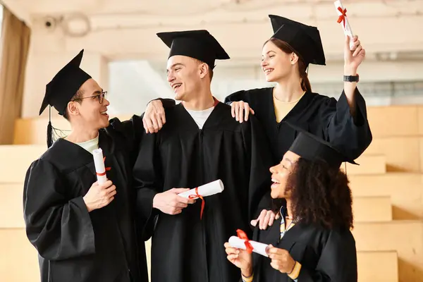 Diverse Group Students Including Caucasian Asian African American Individuals Pose — Stock Photo, Image