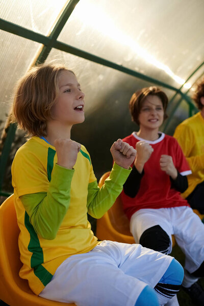 A diverse group of young people sitting closely together, engaging in conversation and laughter. They radiate energy and camaraderie, forming a lively and dynamic scene.