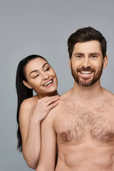 Man Woman Pose Together Actively — Stock Photo, Image