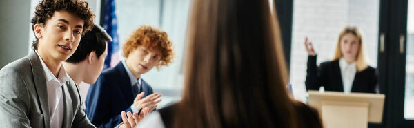 Teens attend UN Model conference, debate lively.