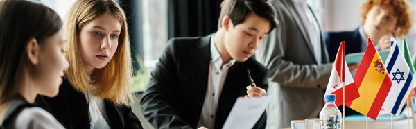Young delegates participate in a UN Model event, demonstrating their commitment to global issues.