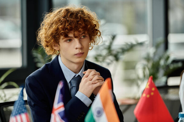 A teenager participates in a UN Model conference, focusing on diplomacy and global issues.