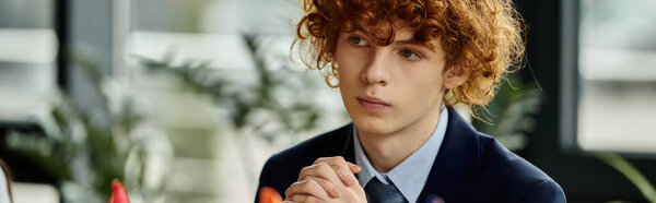 Teenager participating in a UN Model, contemplates the issues at hand.