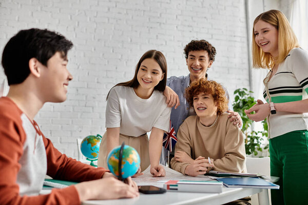 Teenagers participate in a UN Model session, engaging in a lively discussion.